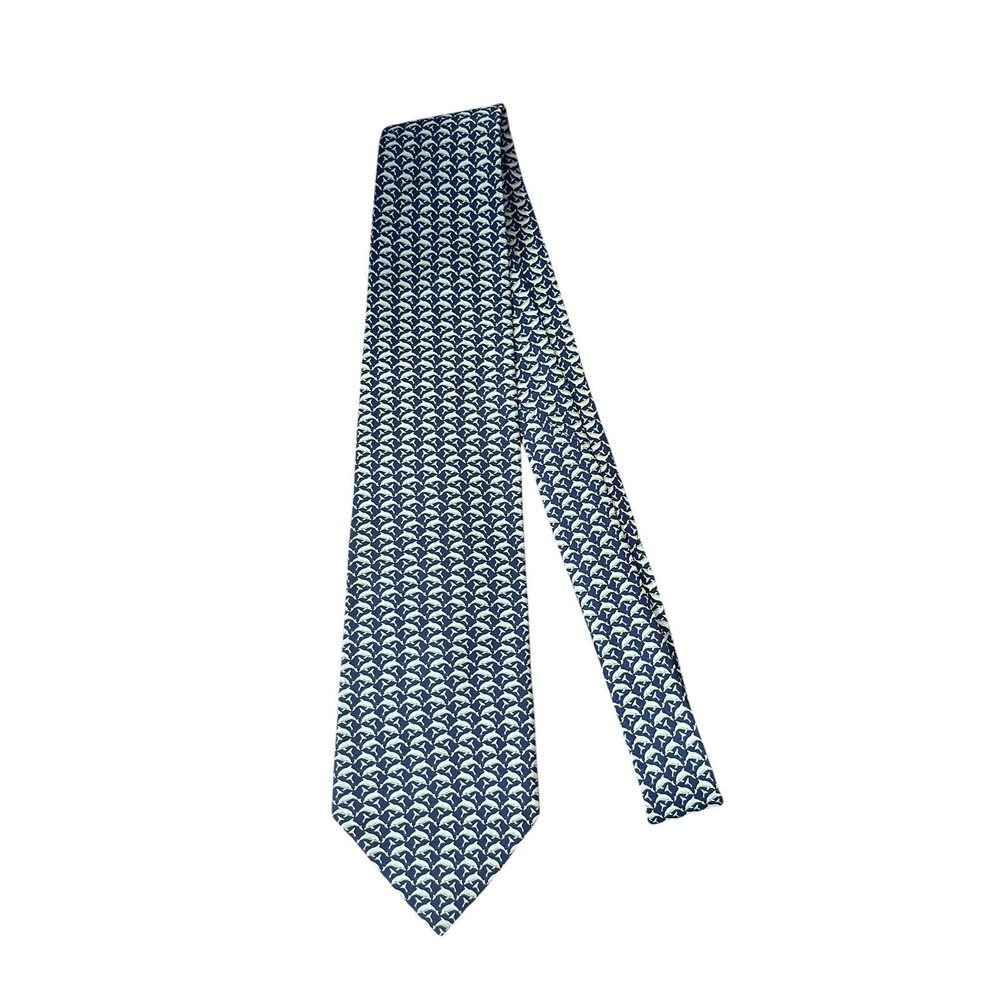 Brooks Brothers 346 Tie‎ 100% Silk Navy Blue Dolphins Made In USA Preppy
